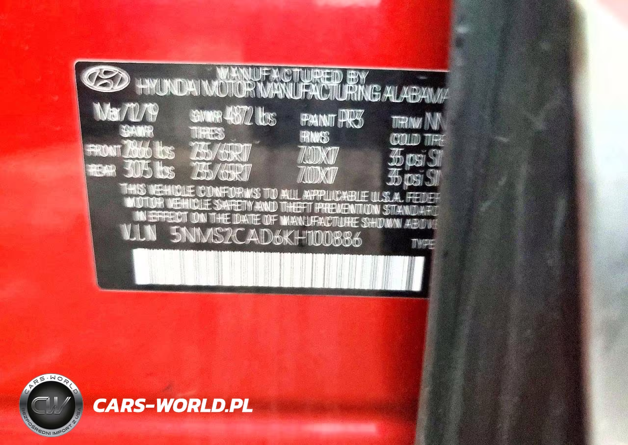 2019 Hyundai Santa Fe Se 2.4L VIN:5NMS2CAD6KH100886 - 13