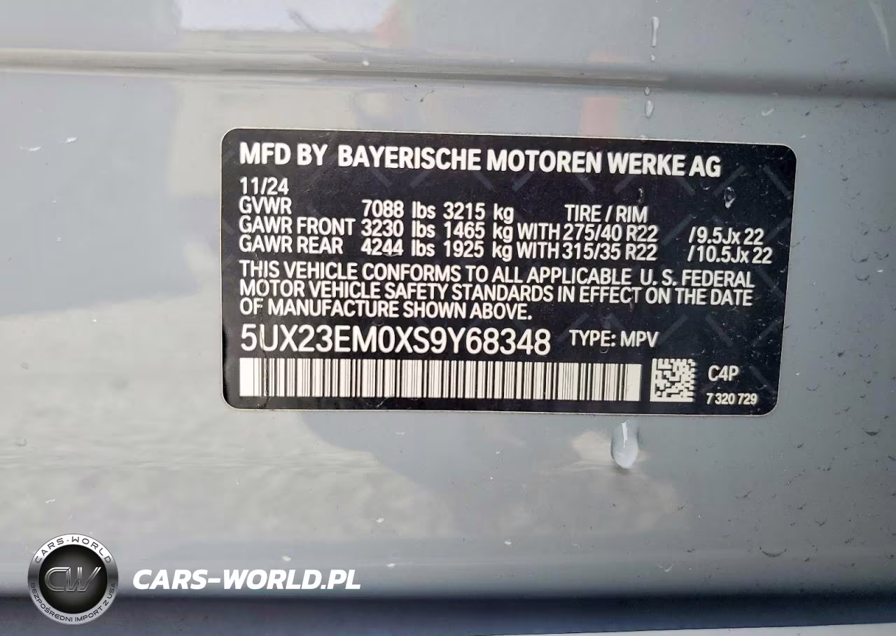 2025 BMW X7 xDrive40I VIN:5UX23EM0XS9Y68348 - 13