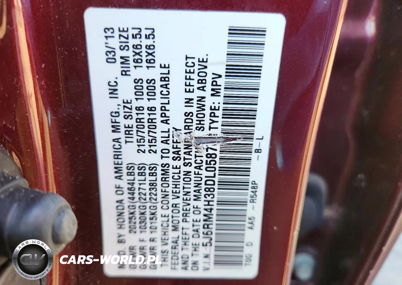 2013 Honda Cr-V Lx VIN:5J6RM4H38DL058731 - 13