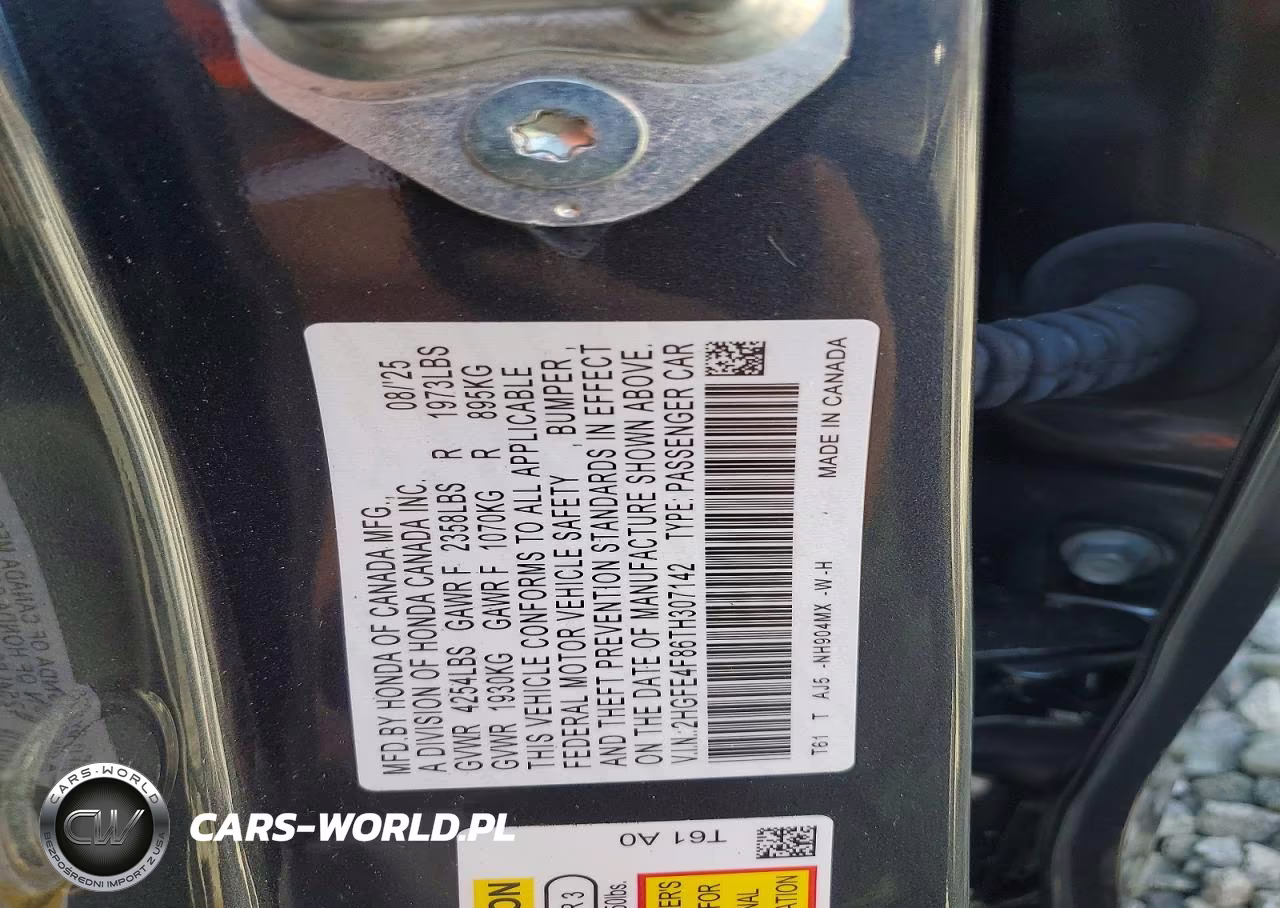 2026 Honda Civic Sport-Sport Touring VIN:2HGFE4F86TH307142 - 12