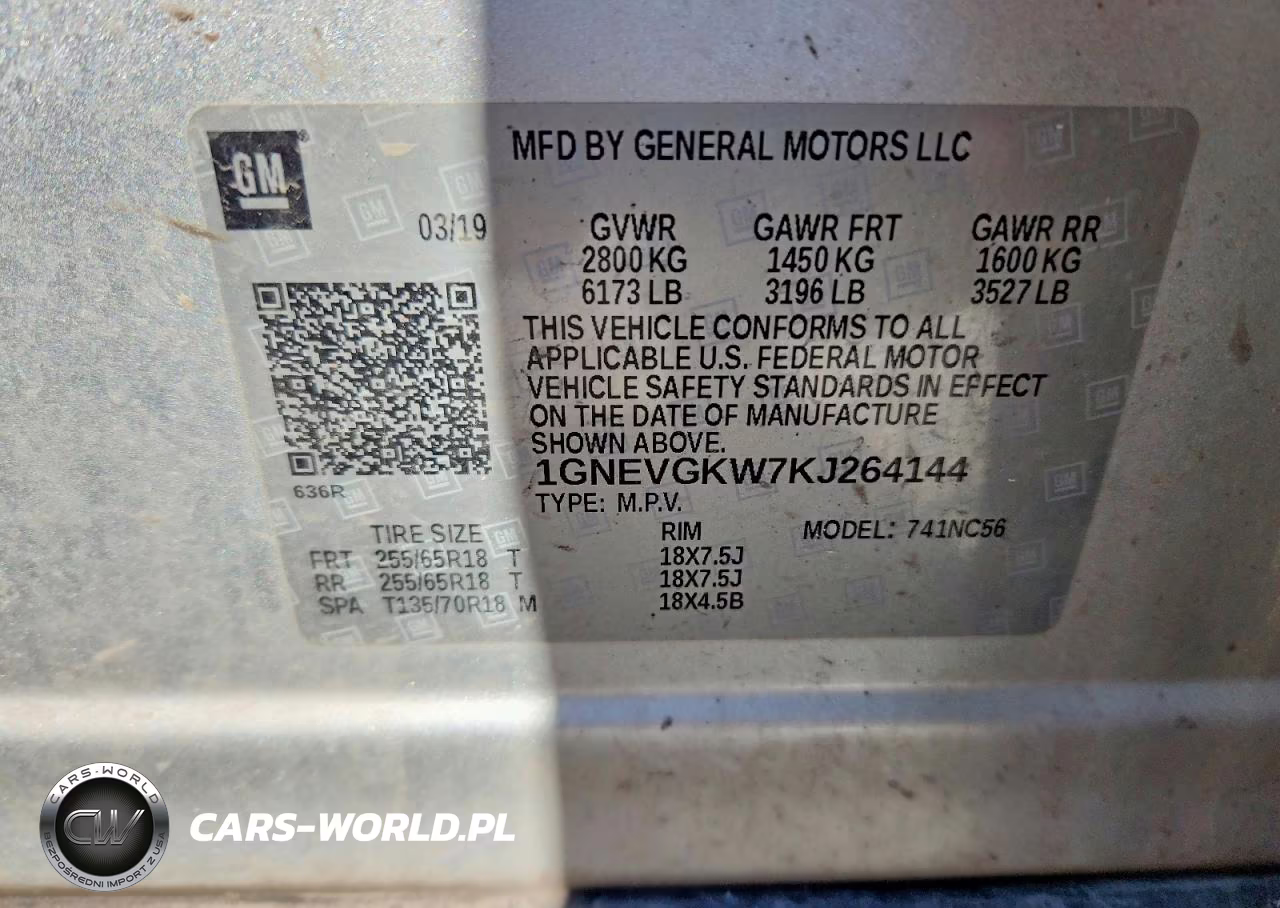 2019 Chev Traverse VIN:1GNEVGKW7KJ264144 - 13