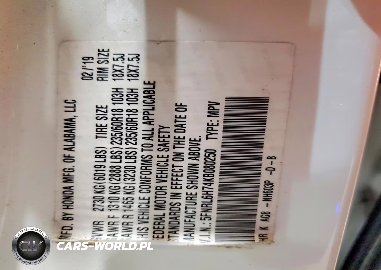 2019 Honda Oddesey VIN:5FNRL6H74KB080250 - 13