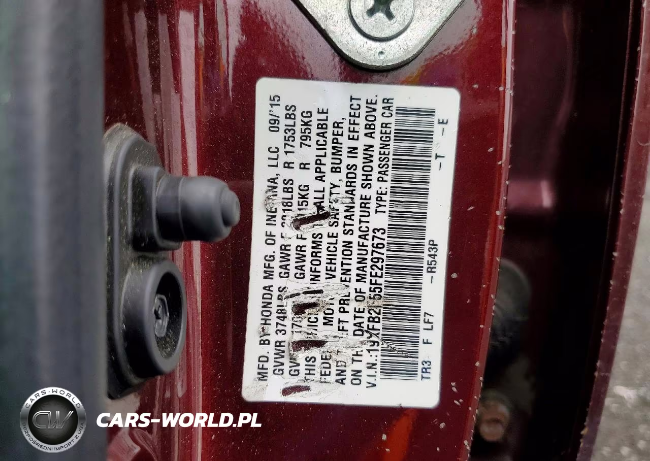 2015 Honda Civic Lx VIN:19XFB2F55FE297673 - 12
