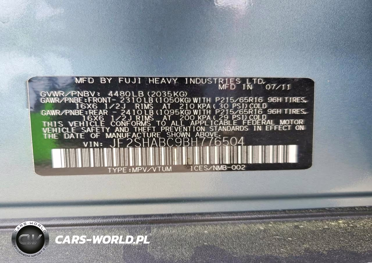 2011 Subaru Forester 2.5X VIN:JF2SHABC9BH776504 - 13