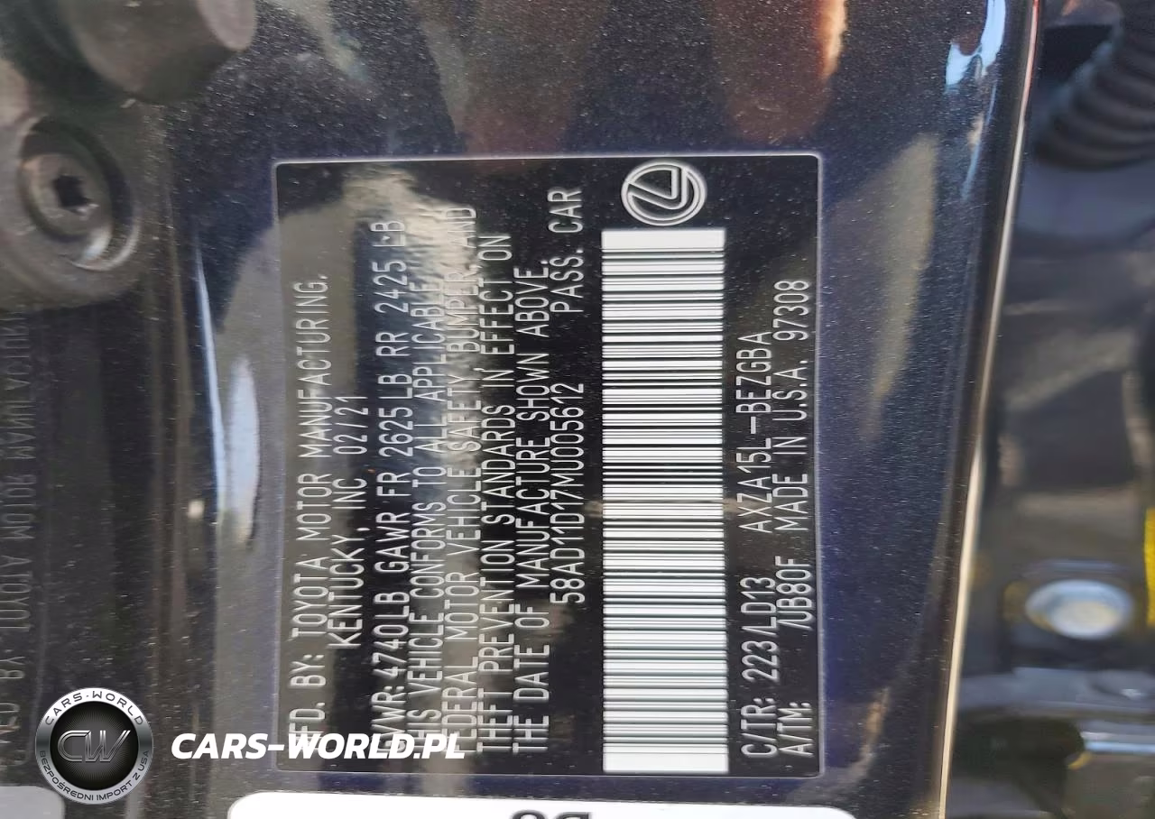 2021 Lexus Es 250 Base VIN:58AD11D17MU005612 - 13