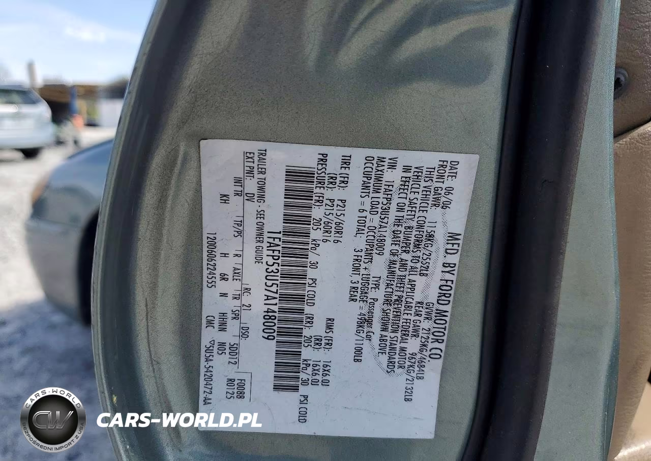 2007 Ford Taurus Se VIN:1FAFP53U57A148009 - 12