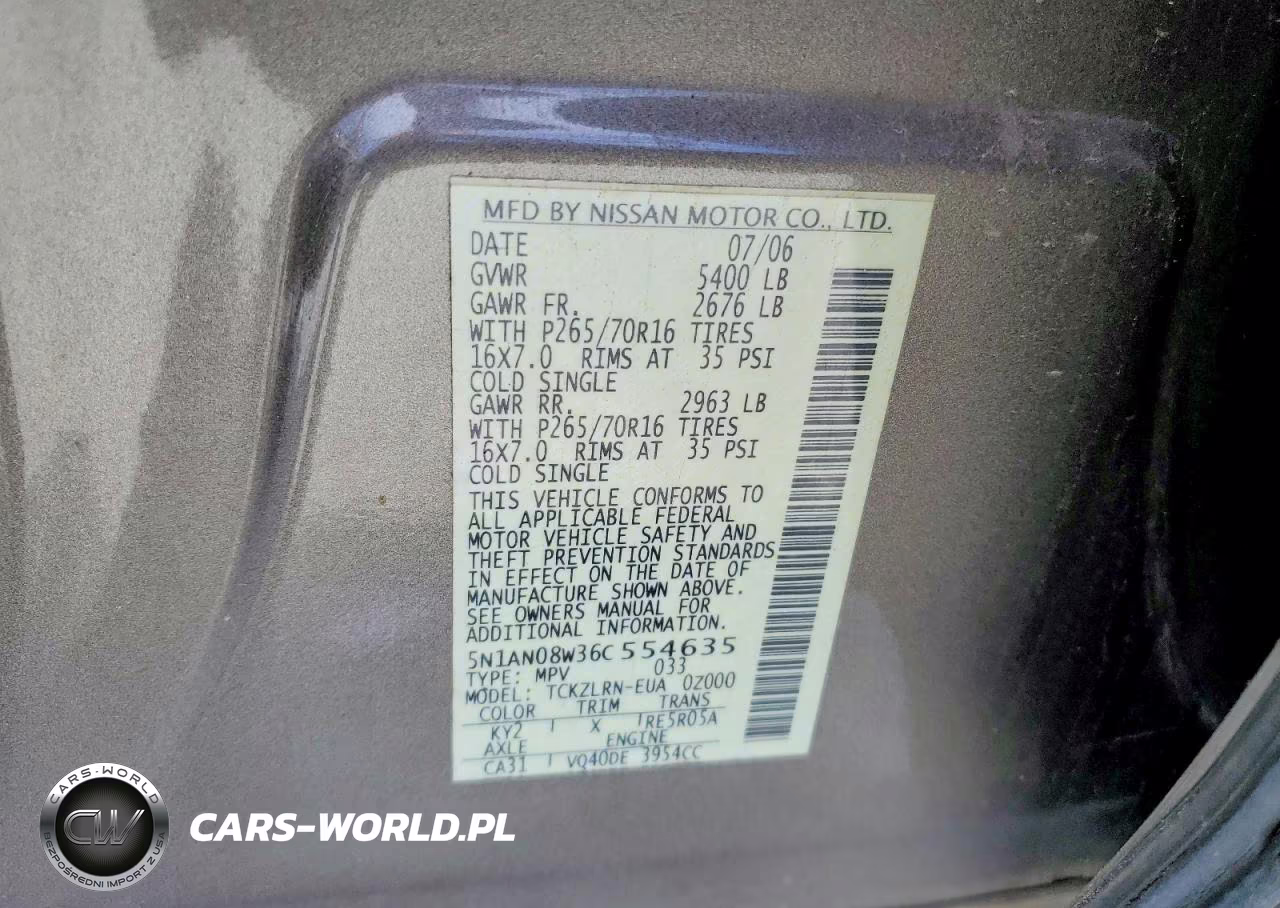 2006 Nissan Xterra X VIN:5N1AN08W36C554635 - 13
