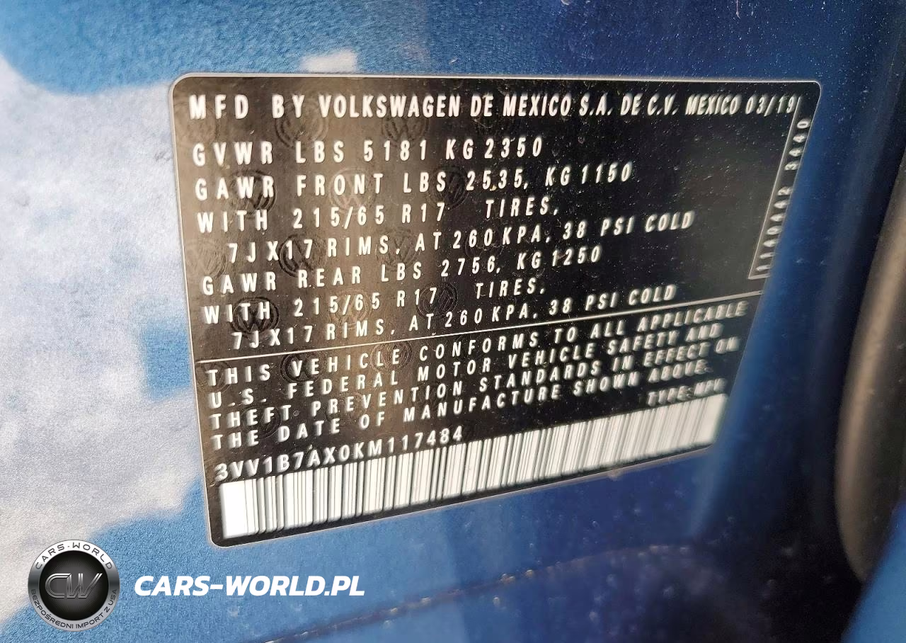 2019 Volkswagen Tiguan S VIN:3VV1B7AX0KM117484 - 14