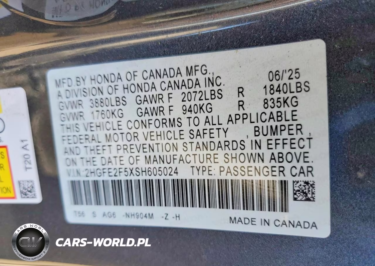 2025 Honda Civic Sport VIN:2HGFE2F5XSH605024 - 13