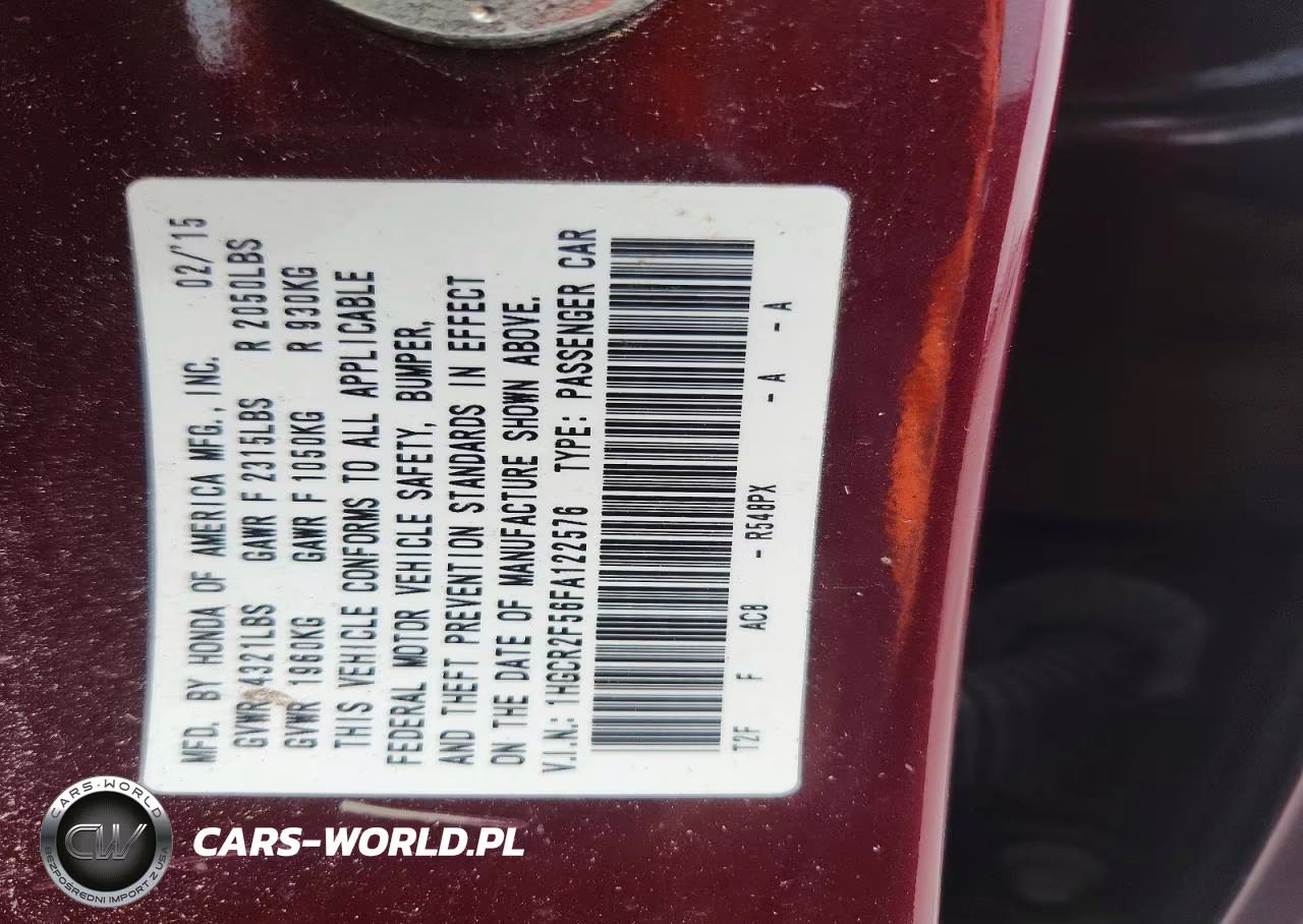 2015 Honda Accord Sport VIN:1HGCR2F56FA122576 - 12