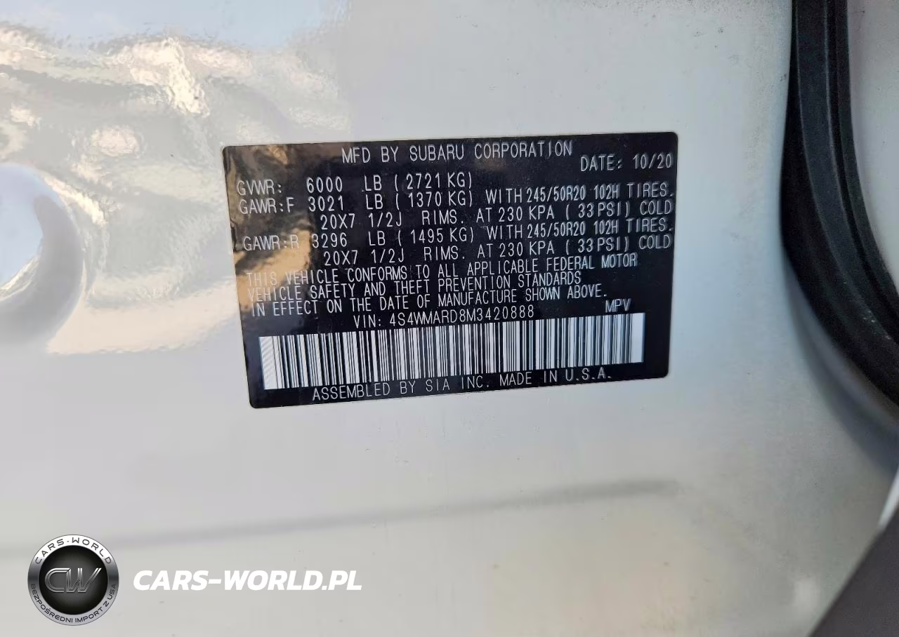 2021 Subaru Ascent Touring VIN:4S4WMARD8M3420888 - 14