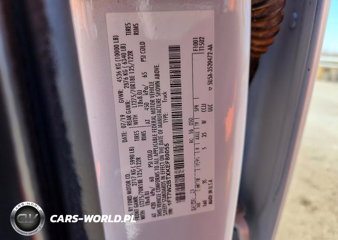 2019 Ford F250 Super Duty VIN:1FT7W2BTXKEF80055 - 12