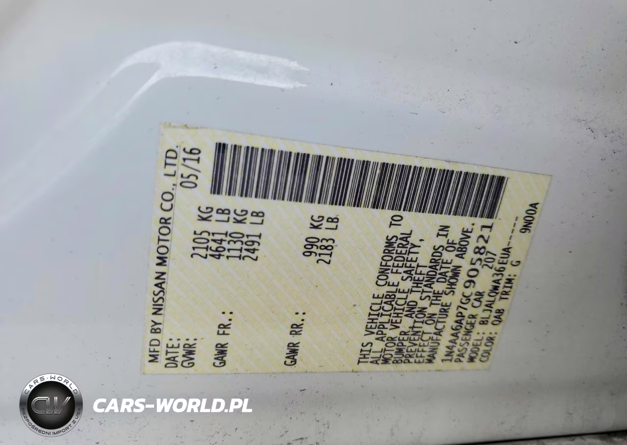 2016 Nissan Maxima 3.5 S VIN:1N4AA6AP7GC905821 - 12