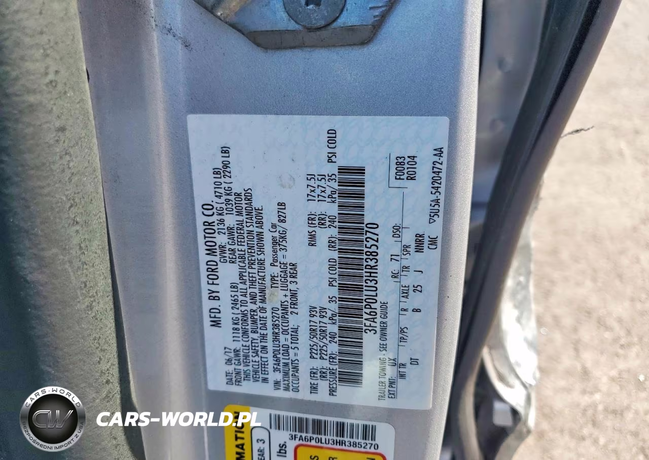 2017 Ford Fusion Se Hybrid VIN:3FA6P0LU3HR385270 - 12