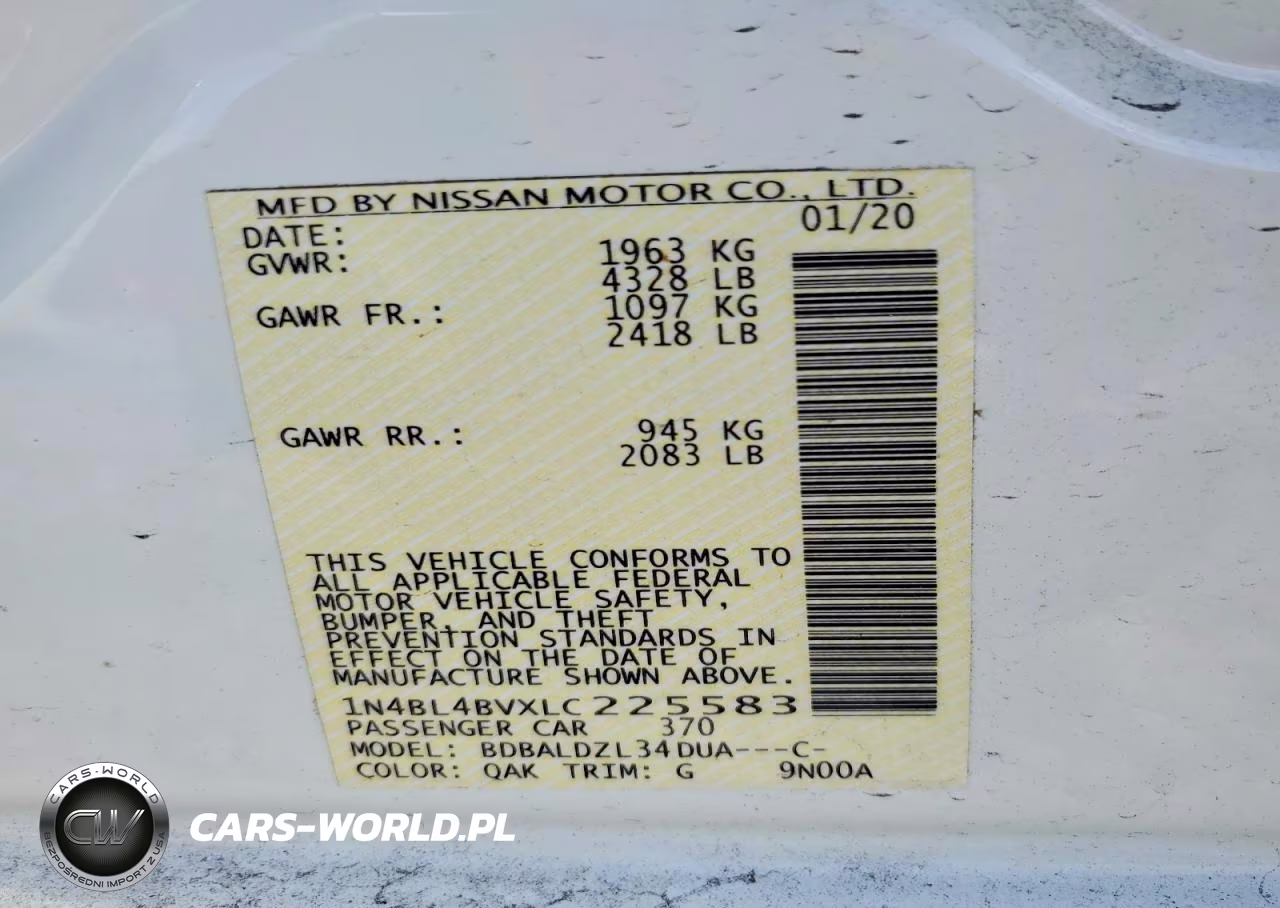2020 Nissan Altima 2.5 S VIN:1N4BL4BVXLC225583 - 12