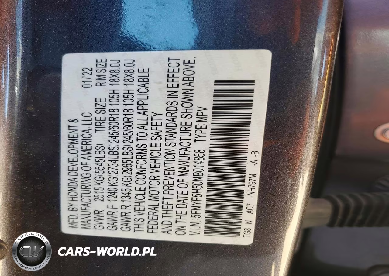 2022 Honda Pilot Exl VIN:5FNYF5H50NB014858 - 14