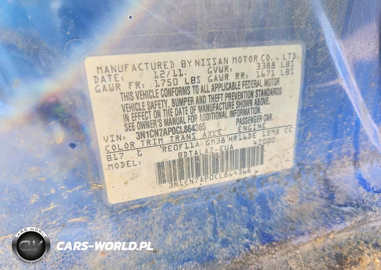 2012 Nissan Versa 1.6 S VIN:3N1CN7AP0CL864365 - 12