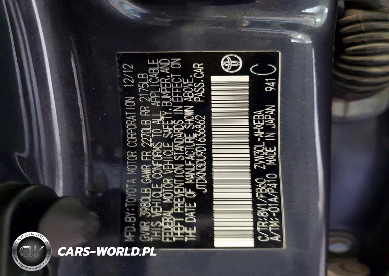 2013 Toyota Prius Two VIN:JTDKN3DU9D1636862 - 13