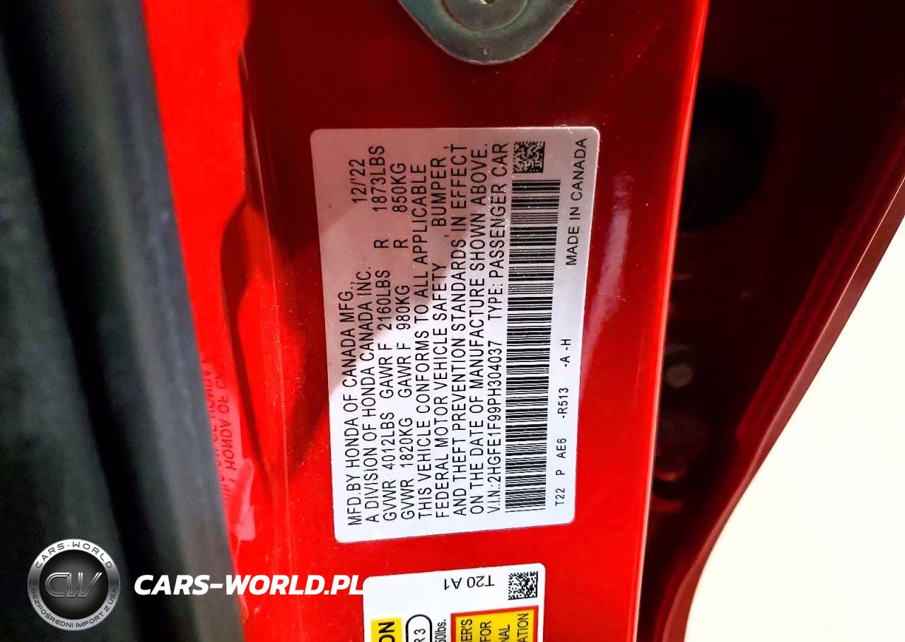2023 Honda Civic Touring VIN:2HGFE1F99PH304037 - 13