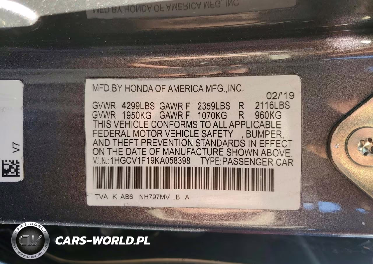 2019 Honda Accord Lx VIN:1HGCV1F19KA058398 - 12