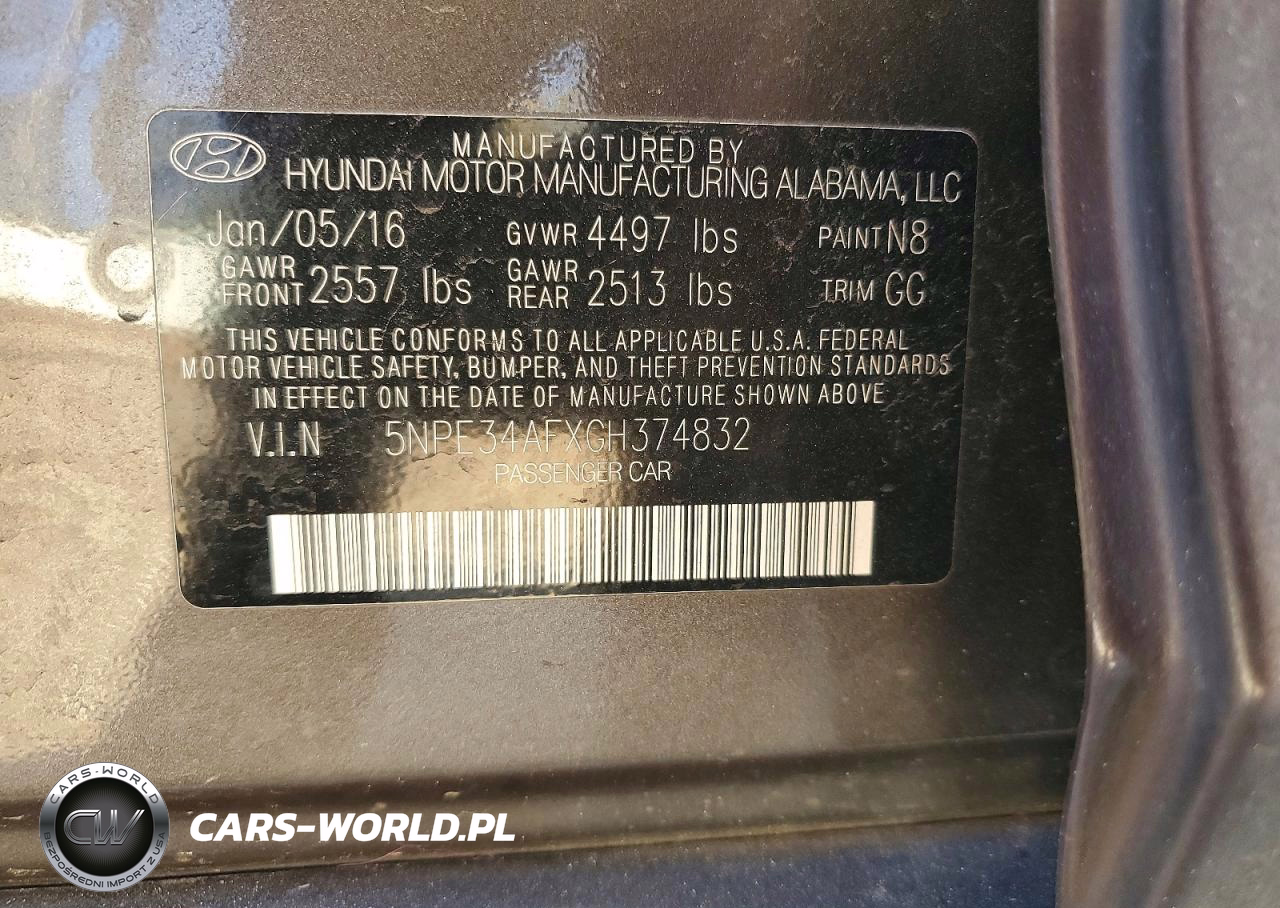 2016 Hyundai Sonata Sport VIN:5NPE34AFXGH374832 - 12