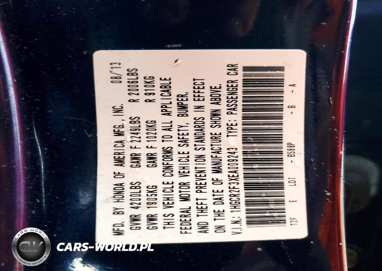 2014 Honda Accord Lx VIN:1HGCR2F3XEA009243 - 13