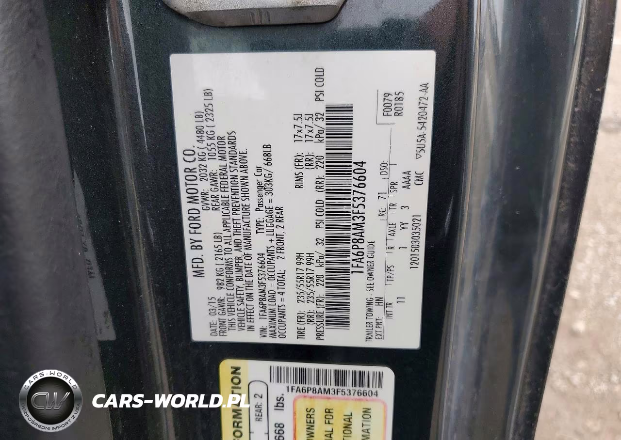 2015 Ford Mustang VIN:1FA6P8AM3F5376604 - 12