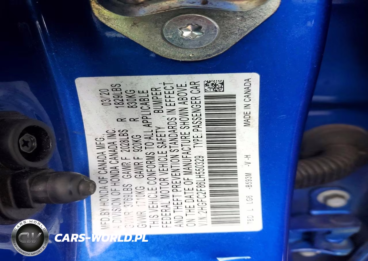 2020 Honda Civic Sport VIN:2HGFC2F86LH550329 - 12