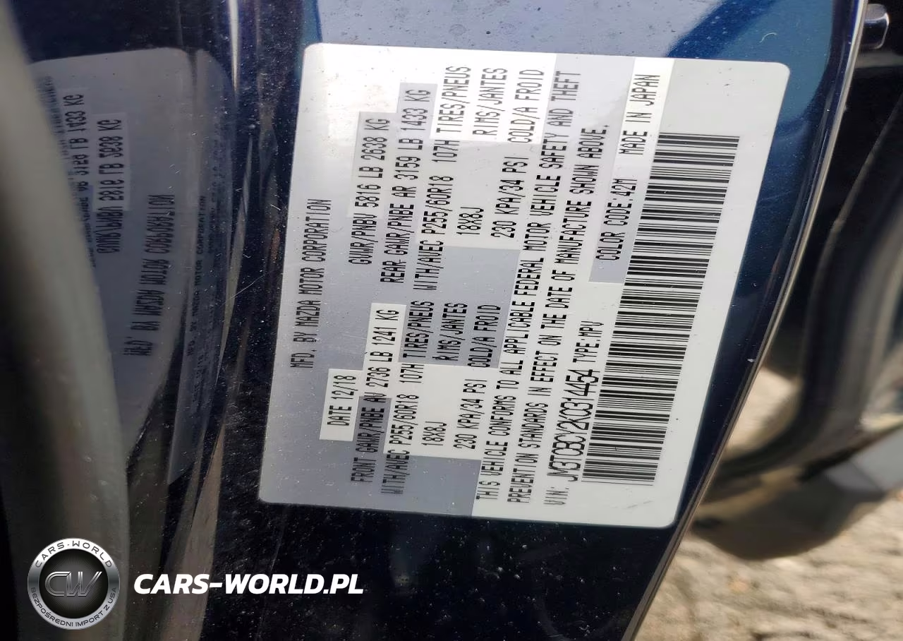 2019 Mazda Cx-9 Touring VIN:JM3TCBCY2K0314454 - 12
