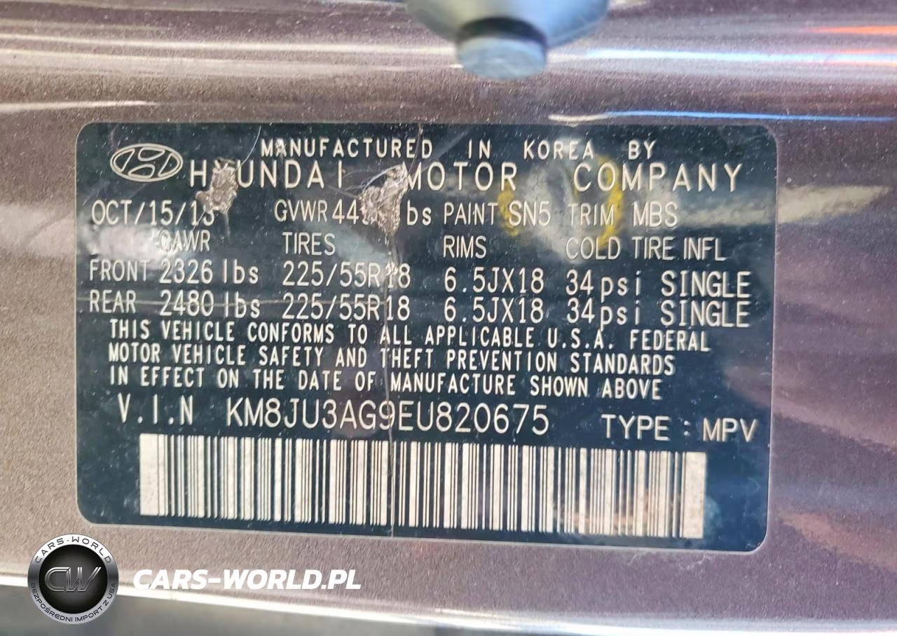 2014 Hyundai Tucson Limited VIN:KM8JU3AG9EU820675 - 14