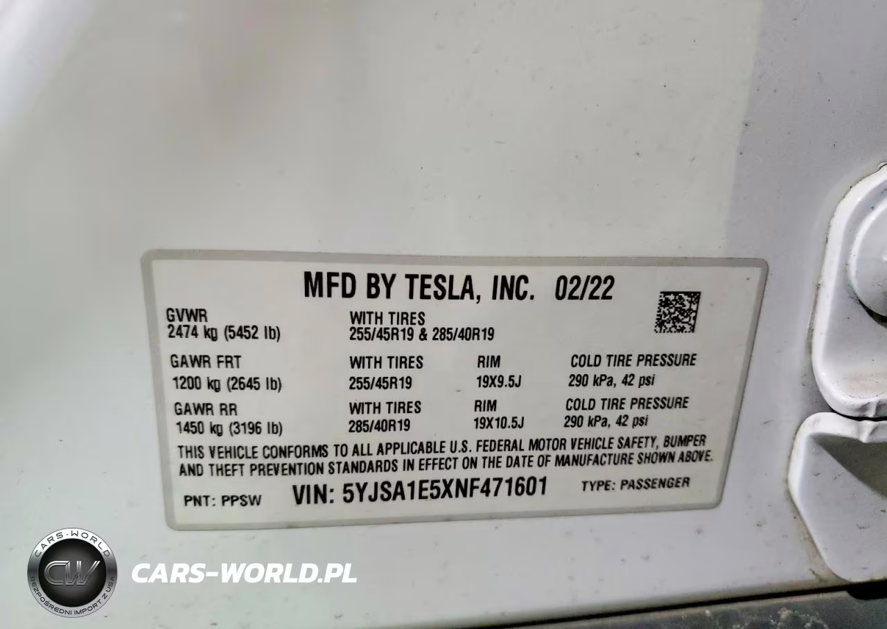 2022 Tesla Model S VIN:5YJSA1E5XNF471601 - 12