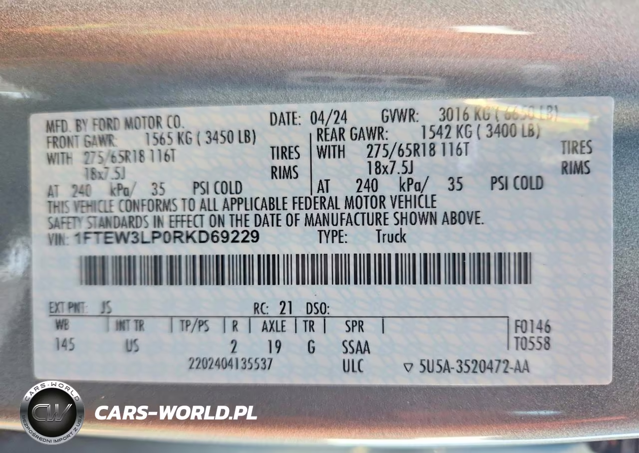 2024 Ford F150 Xlt VIN:1FTEW3LP0RKD69229 - 12