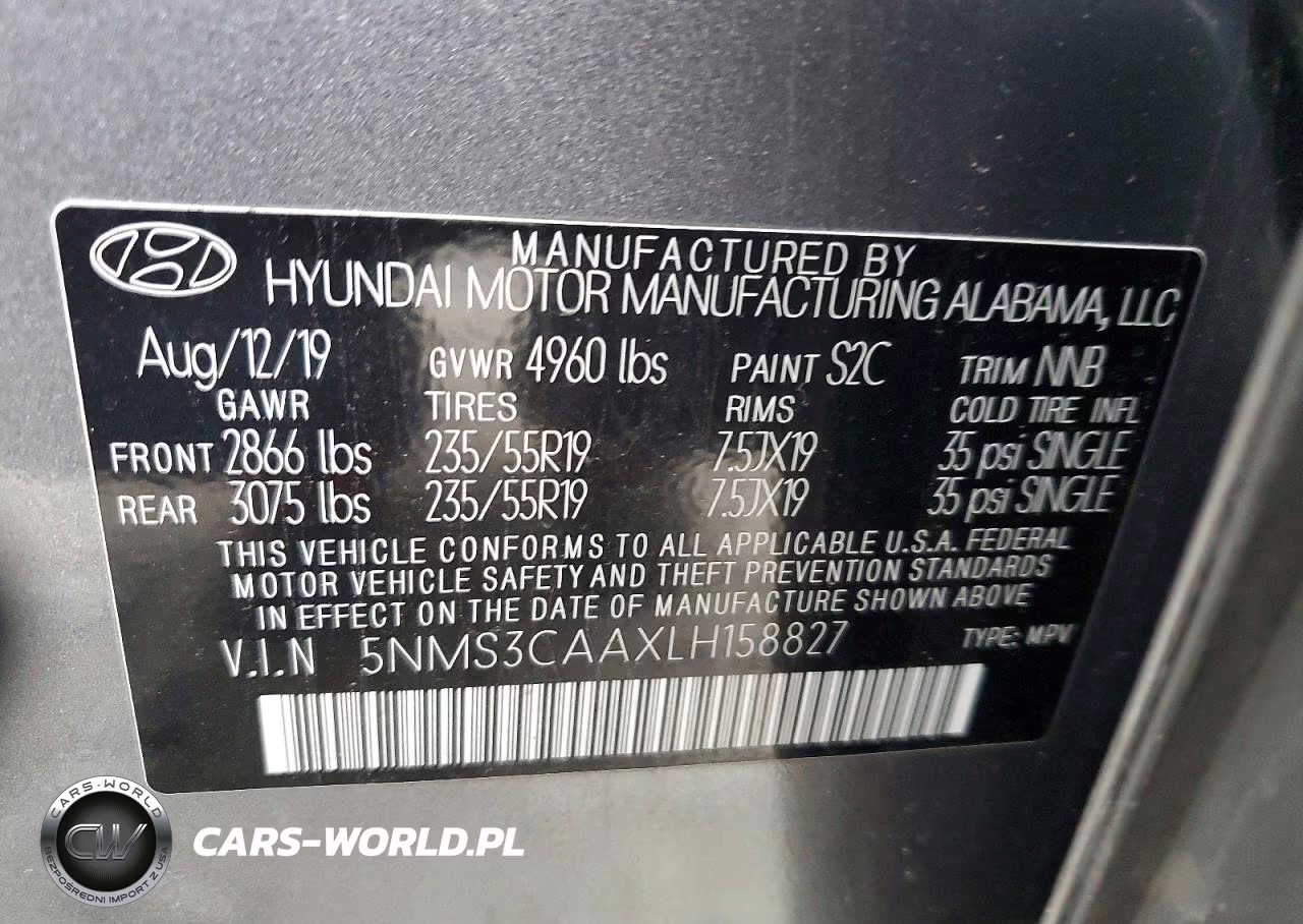 2020 Hyundai Santa Fe Sel 2.0T VIN:5NMS3CAAXLH158827 - 12