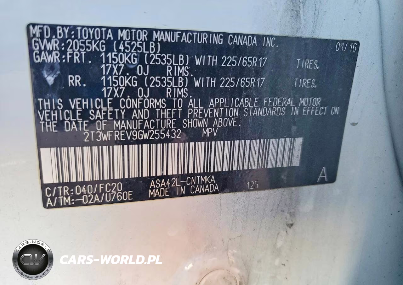 2016 Toyota Rav4 Xle VIN:2T3WFREV9GW255432 - 13