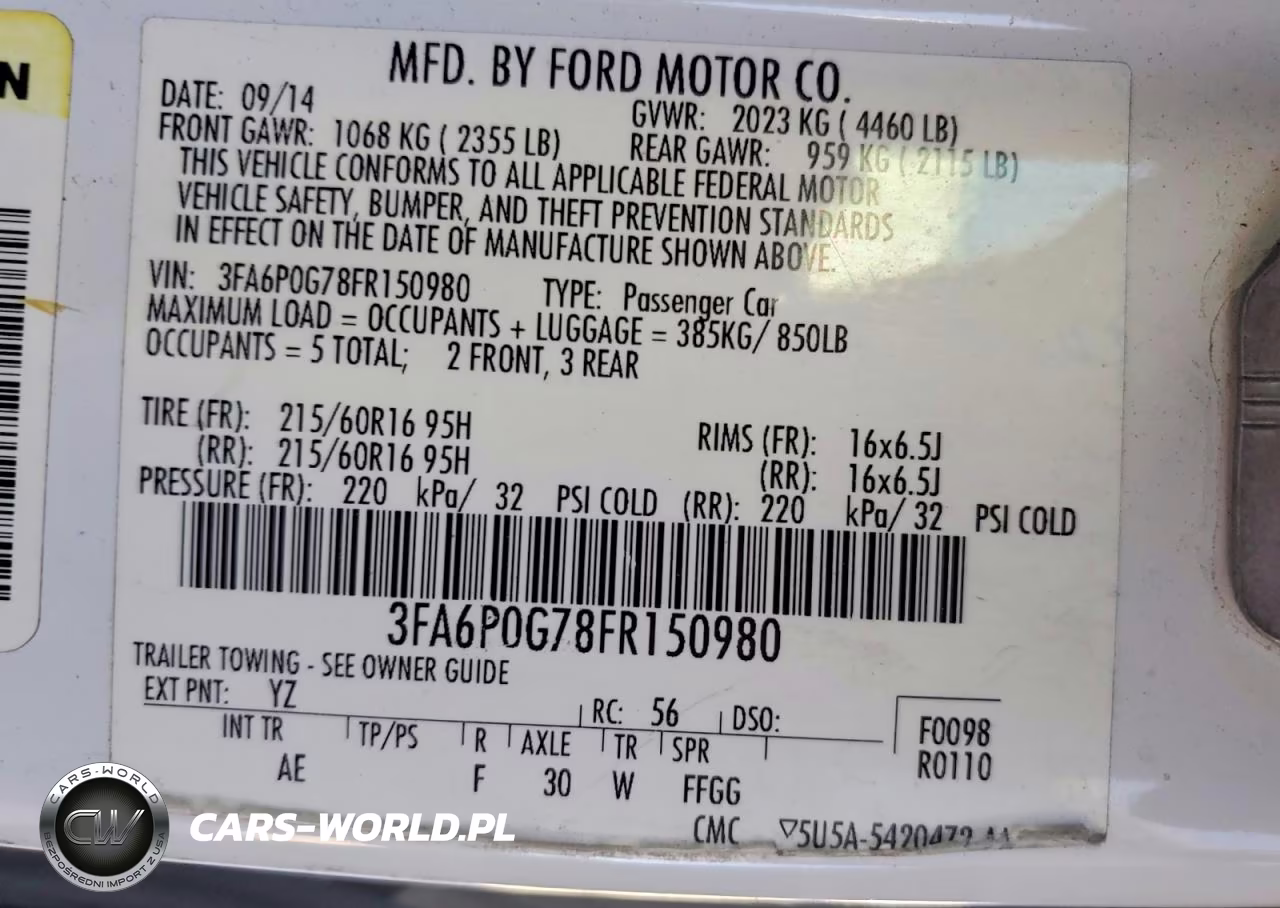 2015 Ford Fusion S VIN:3FA6P0G78FR150980 - 12