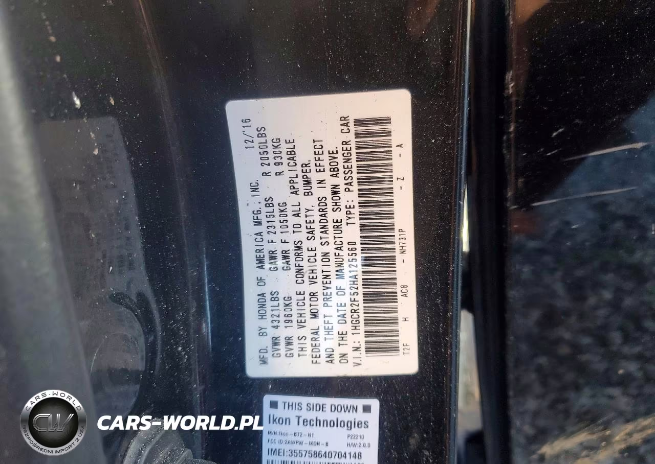 2017 Honda Accord Sport VIN:1HGCR2F52HA125560 - 13