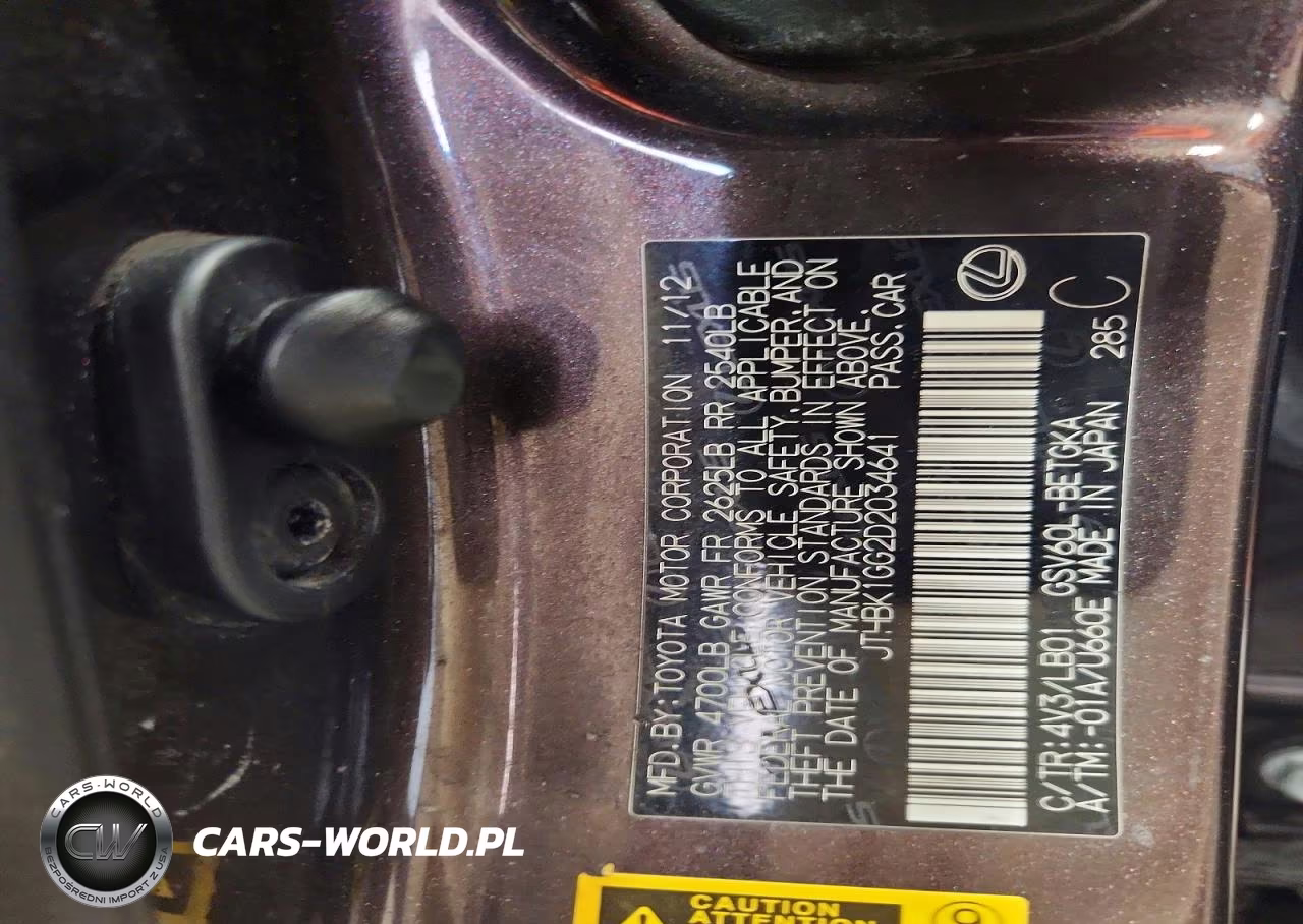 2013 Lexus Es 350 Base VIN:JTHBK1GG2D2034641 - 12