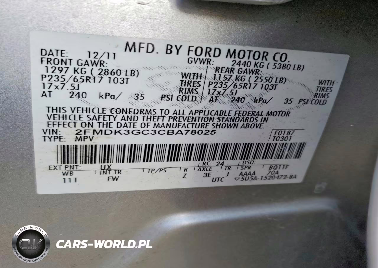 2012 Ford Edge Se VIN:2FMDK3GC3CBA78025 - 12