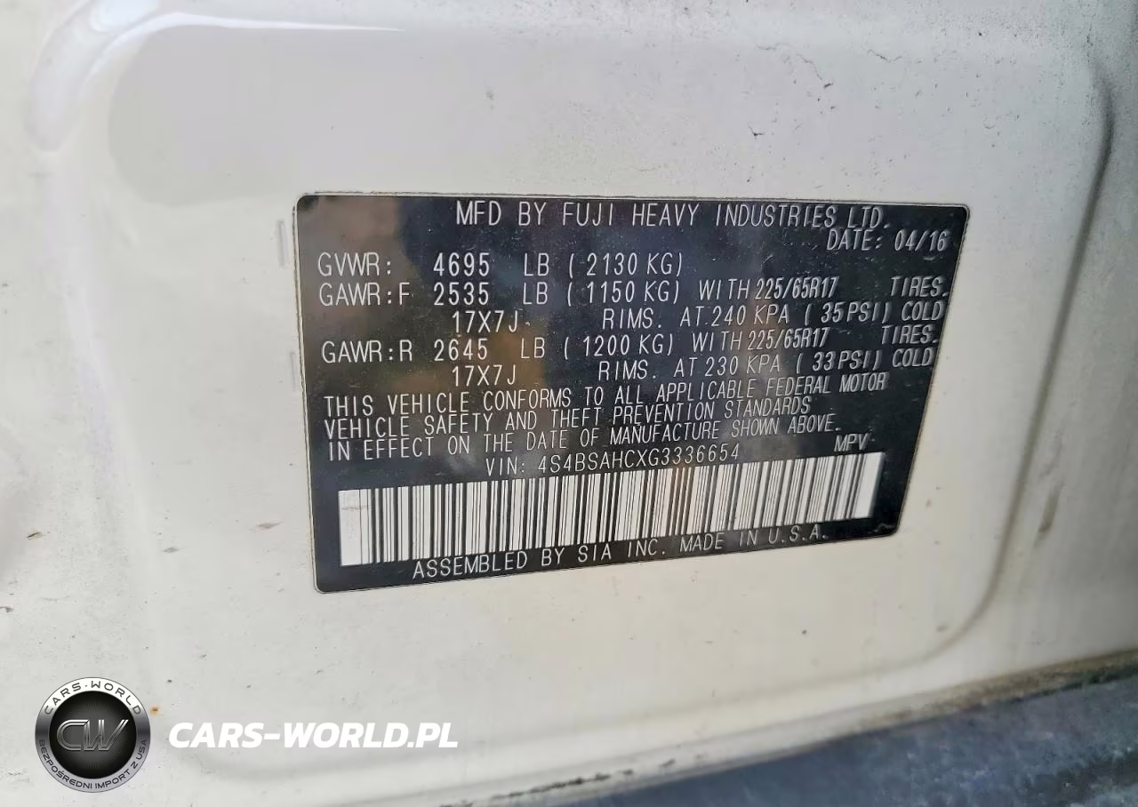 2016 Subaru Outback 2.5I Premium VIN:4S4BSAHCXG3336654 - 12