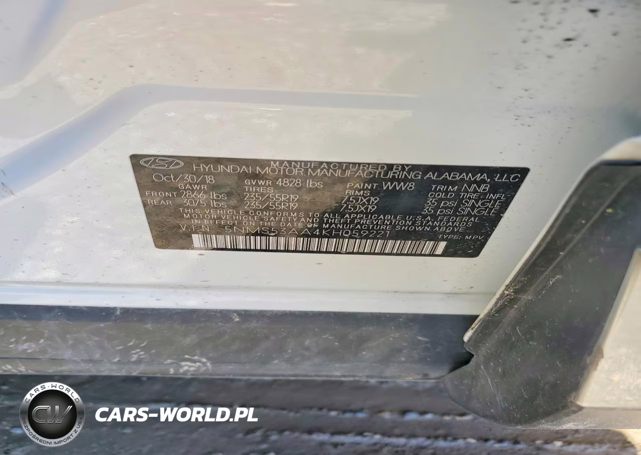 2019 Hyundai Santa Fe Ultimate 2.0T VIN:5NMS53AA4KH059221 - 12