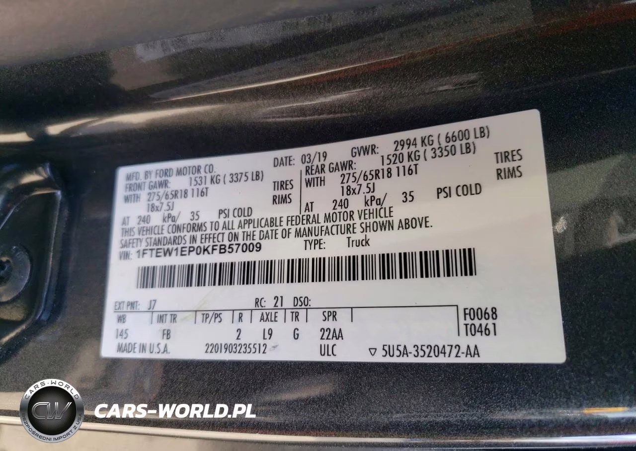 2019 Ford F150 Supercrew VIN:1FTEW1EP0KFB57009 - 12