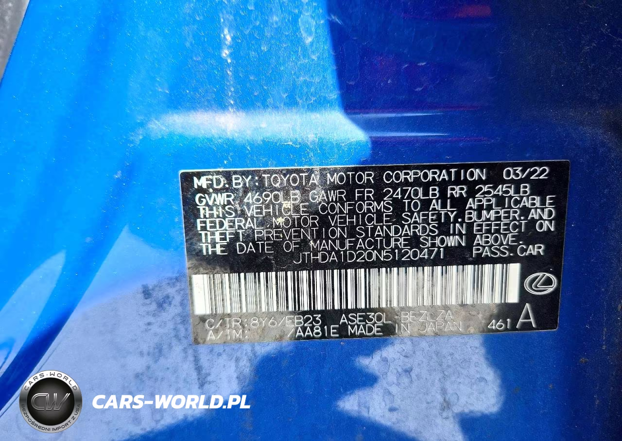 2022 Lexus Is 300 Base VIN:JTHDA1D20N5120471 - 12