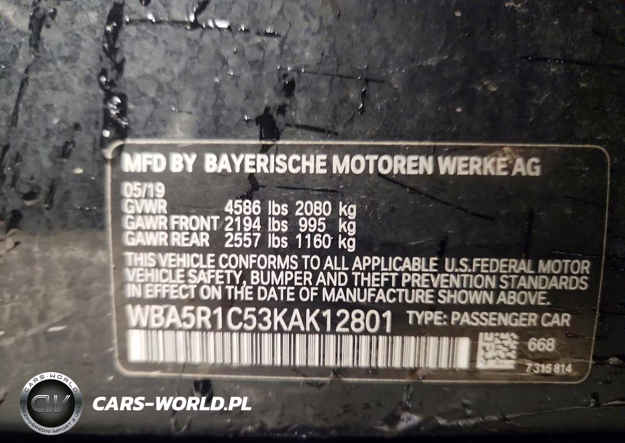 2019 BMW 330I VIN:WBA5R1C53KAK12801 - 12