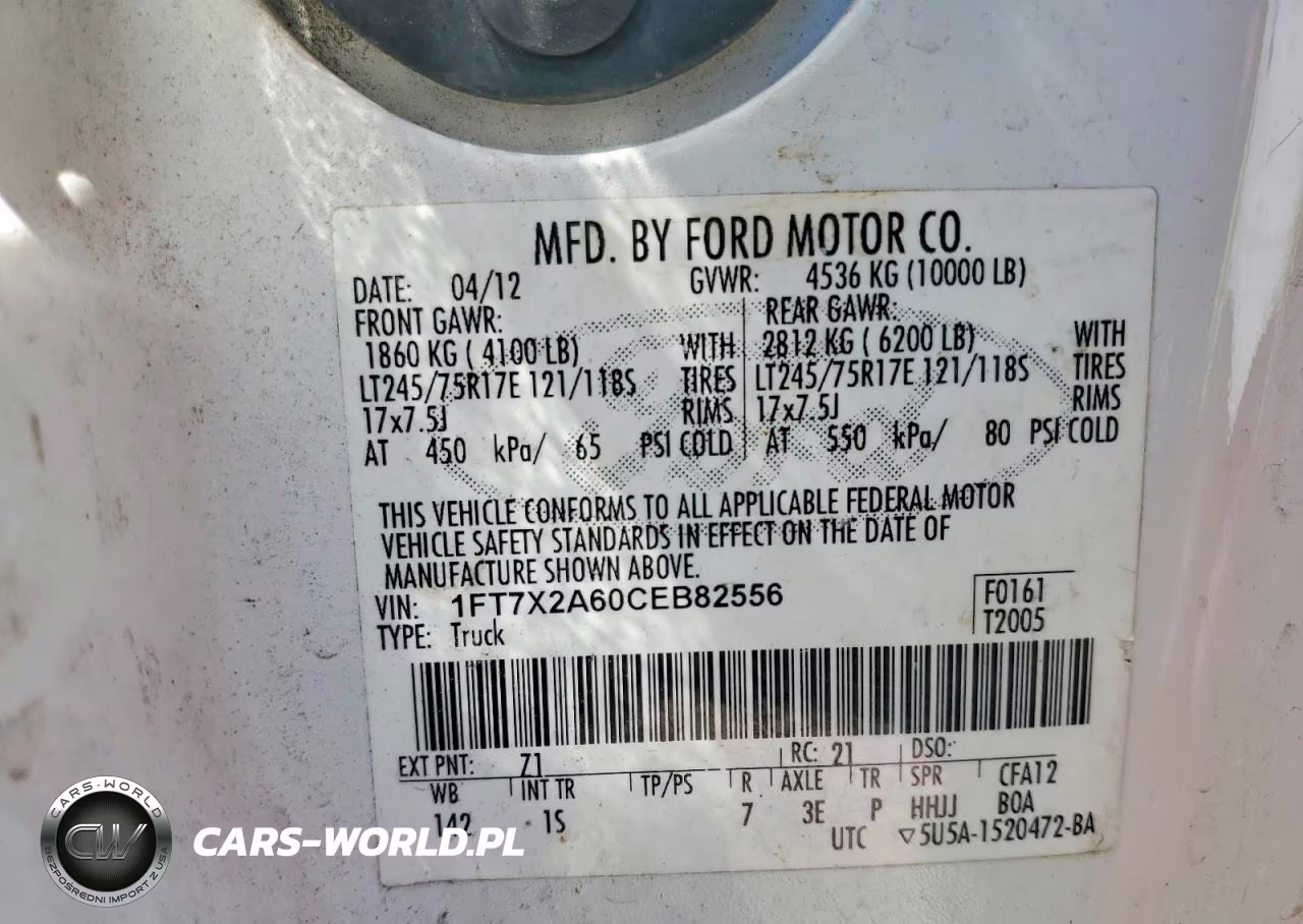 2012 Ford F250 Super Duty VIN:1FT7X2A60CEB82556 - 12