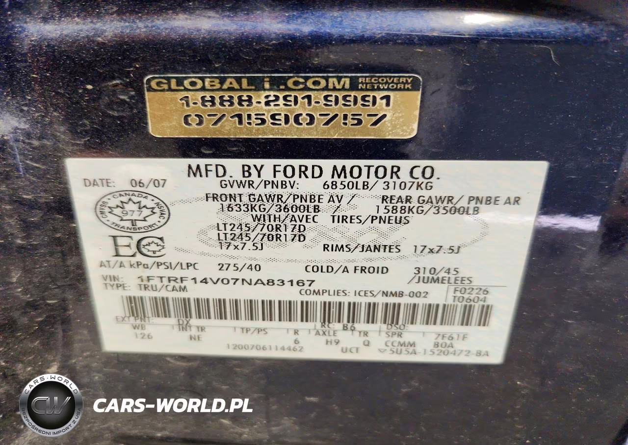 2007 Ford F150 VIN:1FTRF14V07NA83167 - 12