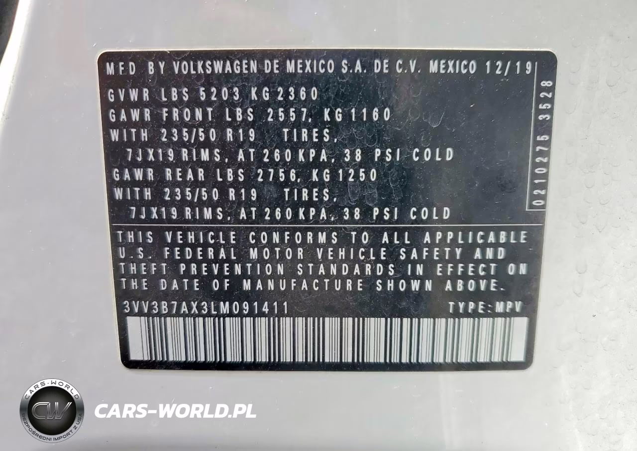 2020 Volkswagen Tiguan Se VIN:3VV3B7AX3LM091411 - 13