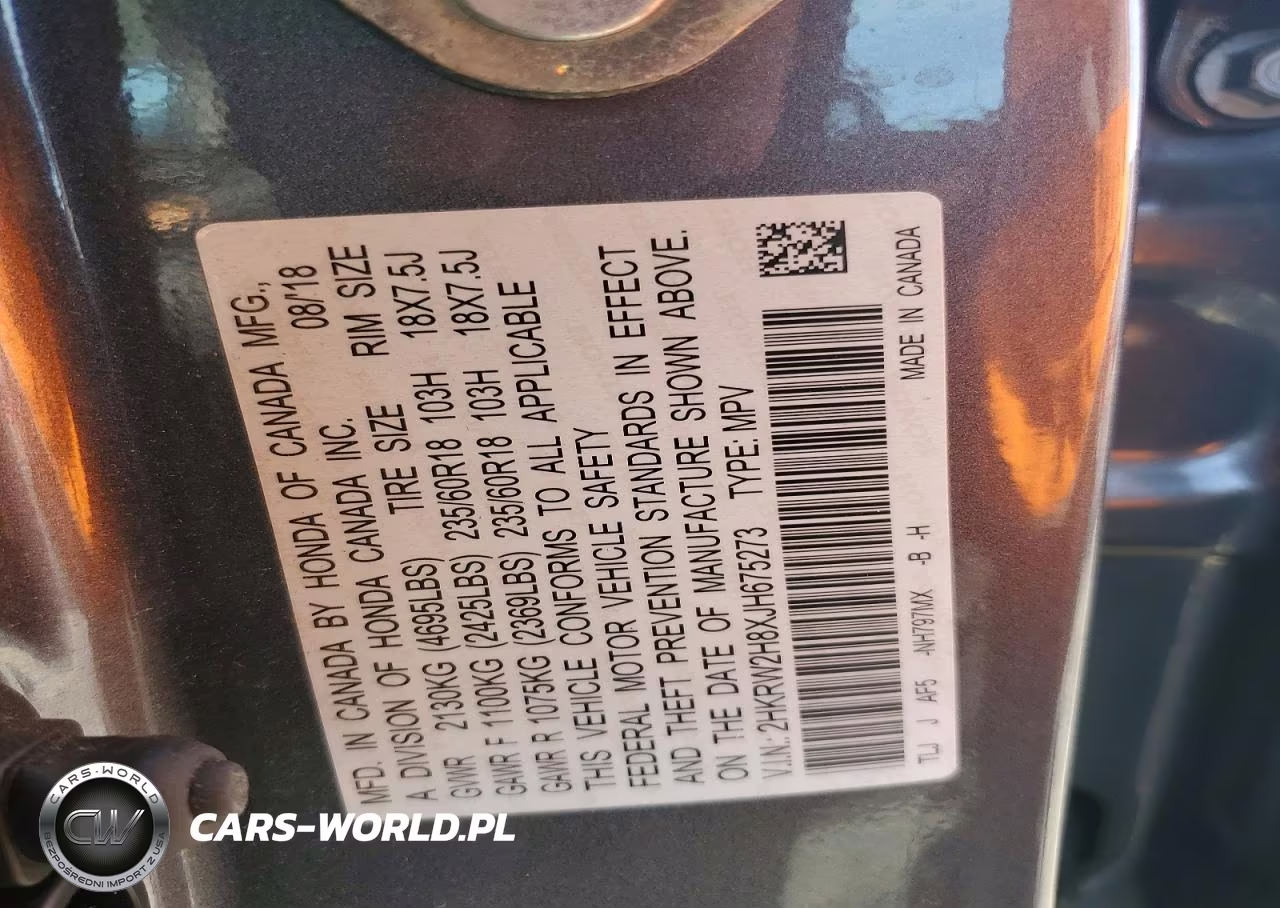 2018 Honda Cr-V Exl VIN:2HKRW2H8XJH675273 - 13