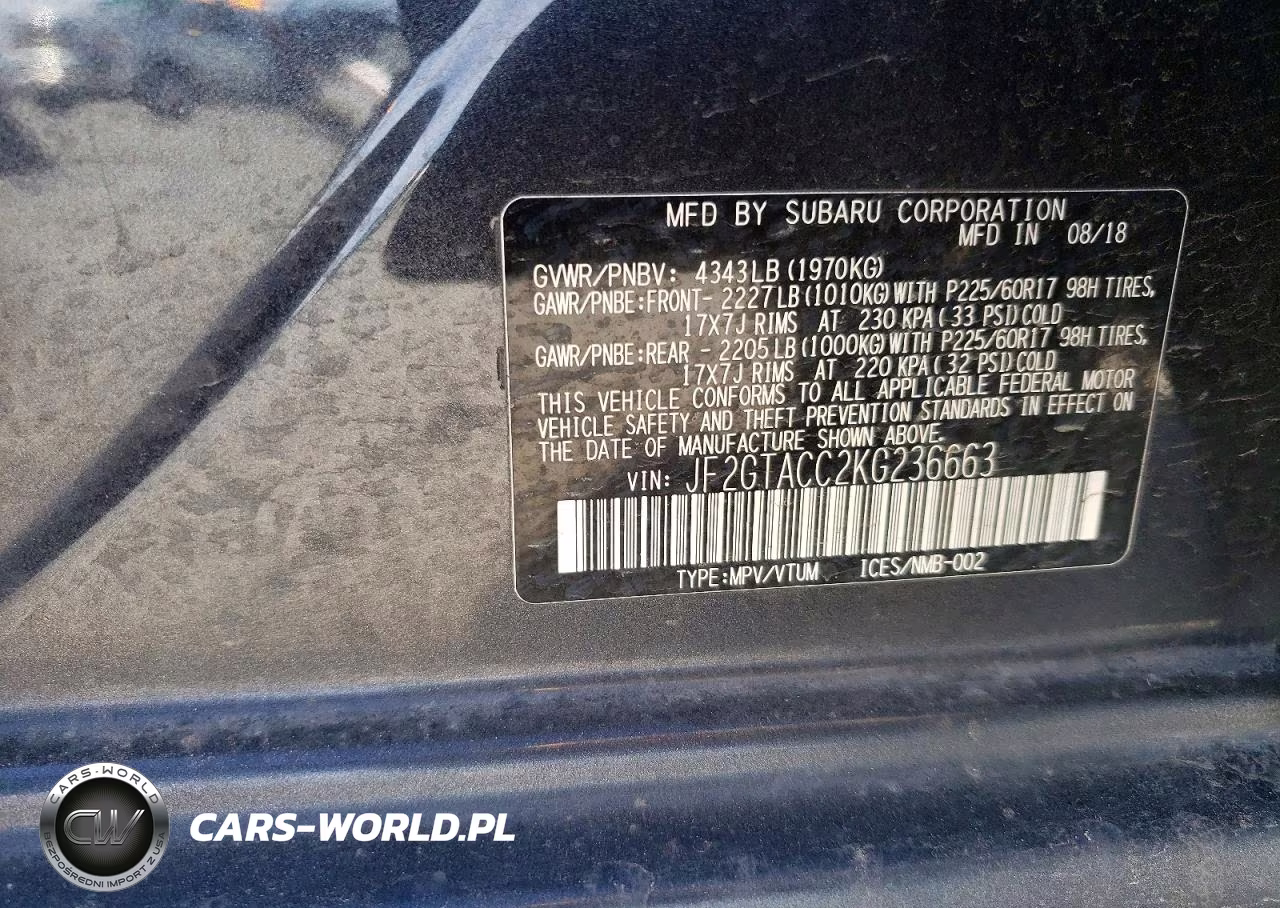 2019 Subaru Crosstrek Premium VIN:JF2GTACC2KG236663 - 13