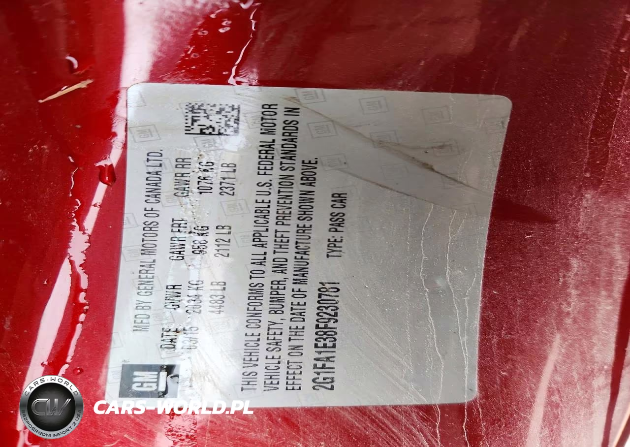 2015 Chevrolet Camaro Ls VIN:2G1FA1E38F9230781 - 12