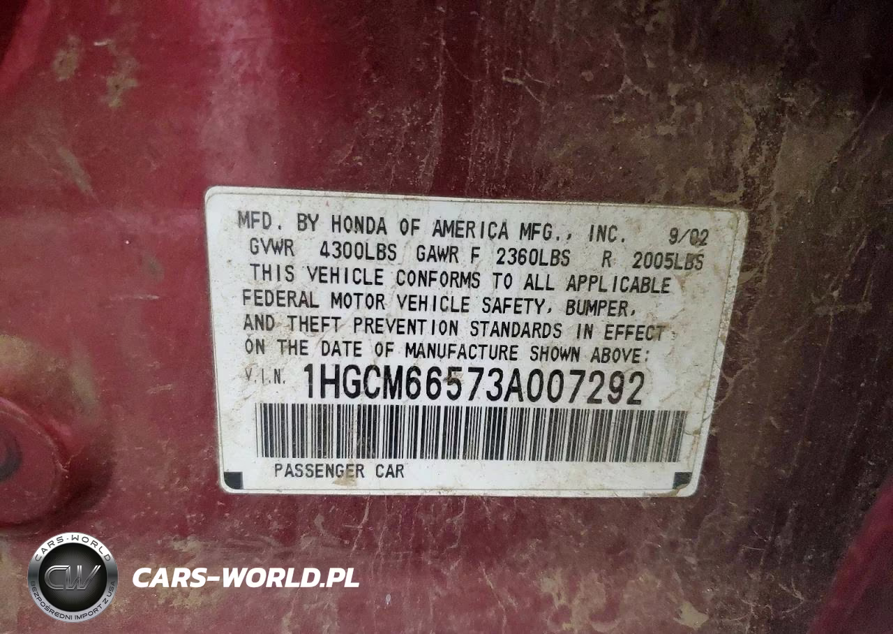 2003 Honda Accord Ex VIN:1HGCM66573A007292 - 12